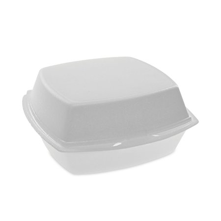 PACTIV EVERGREEN Foam Hinged Lid Containers, Single Tab Lock, 6.38 x 6.38 x 3, White, PK500 YTH100800000